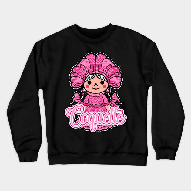 Coquette Doll Mexican Style Crewneck Sweatshirt by Velvet Love Design 